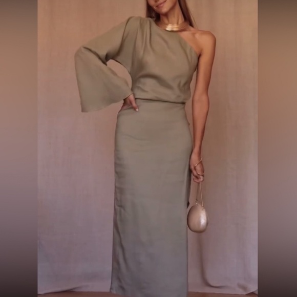 ZARA Asymmetrical Linen Blend Dress - Picture 13 of 16